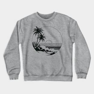 Sunset Beach Vibes Black Work Minimalist Crewneck Sweatshirt